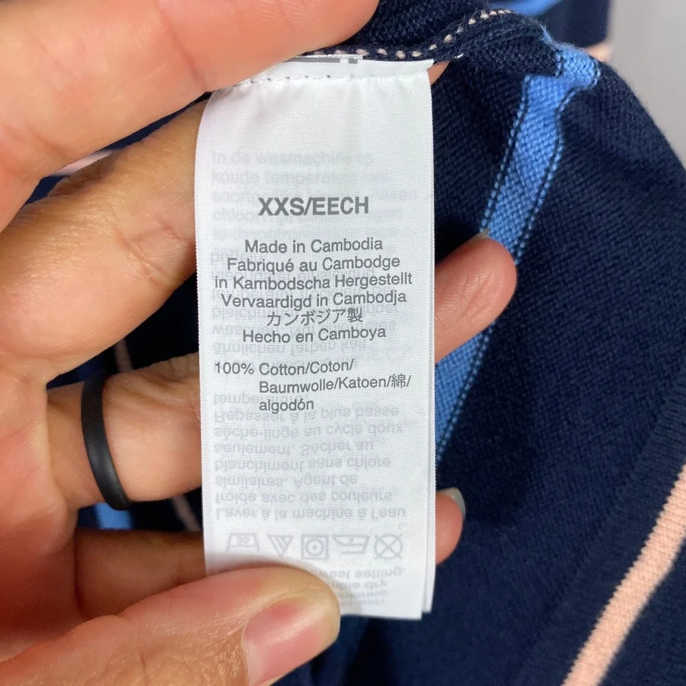 J. Crew Womens Katie Stripe Sweater in Navy Multi Size XXS NWOT 100% Cot… - Picture 9 of 9